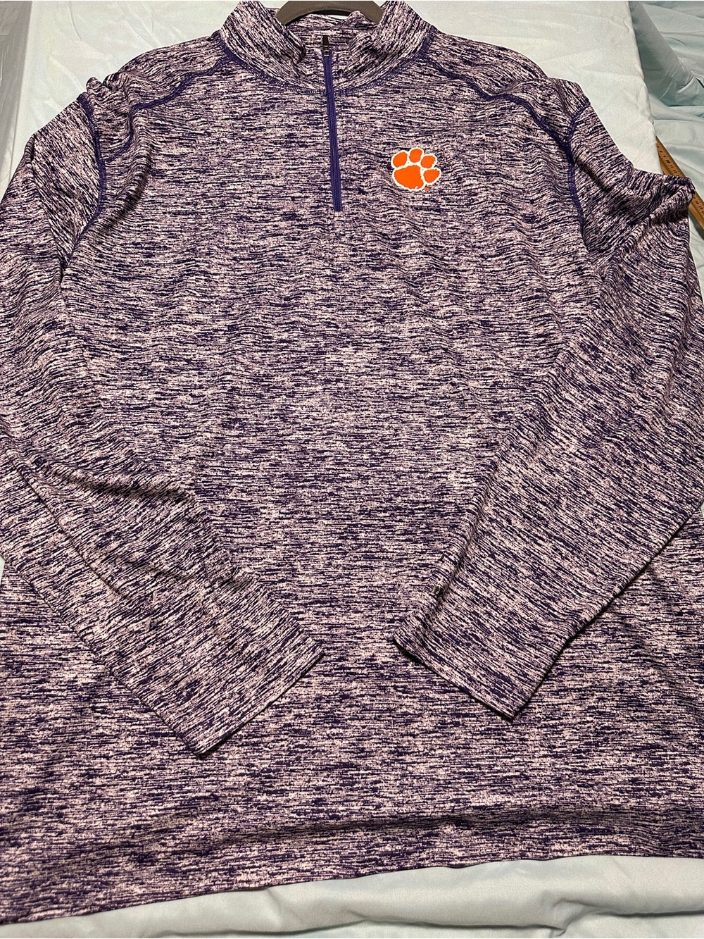 Heathered Purple 1/4 Zip Pullover with Orange Paw Logo